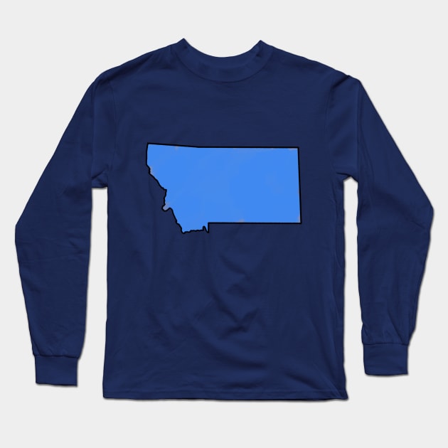 Montana - Blue Outline Long Sleeve T-Shirt by loudestkitten